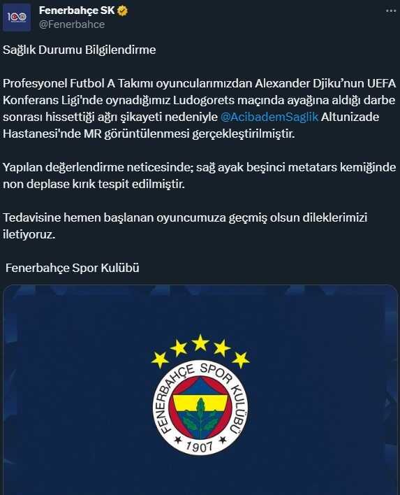 Non deplase kırık nedir, ne zaman iyileşir? Djiku'nun sağ ayak beşinci metatars kemiğinde non deplase kırık sakatlığı ne zaman geçer? Non deplase kırık nedir, ne zaman iyileşir? Djiku'nun sağ ayak beşinci metatars kemiğinde non deplase kırık sakatlığı ne zaman geçer?
