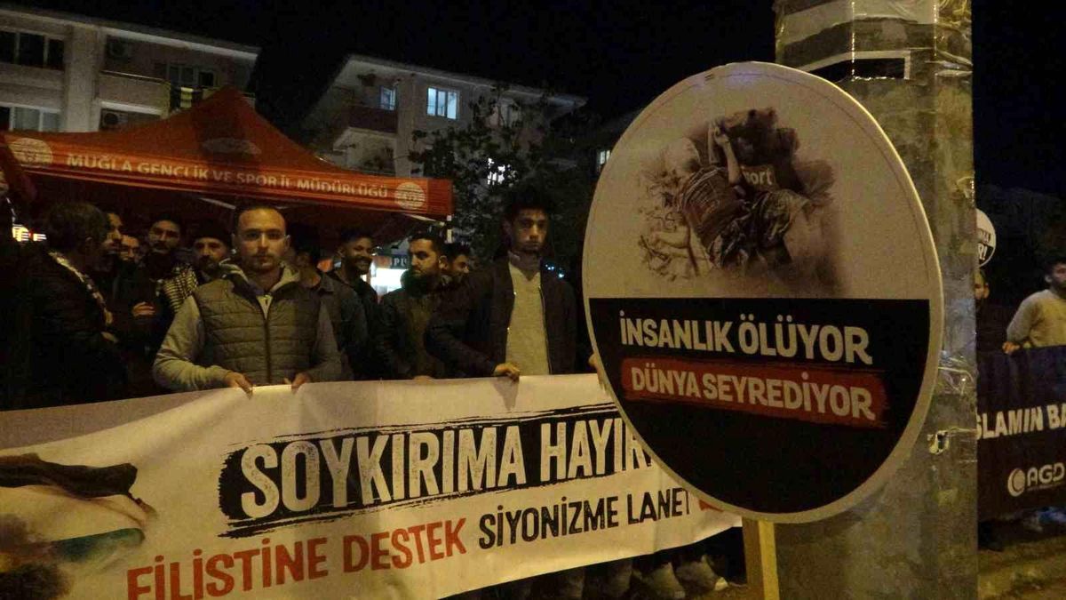 Muğla'da İsrail'in Gazze'ye saldırılarını protesto eden grup basın açıklaması yaptı