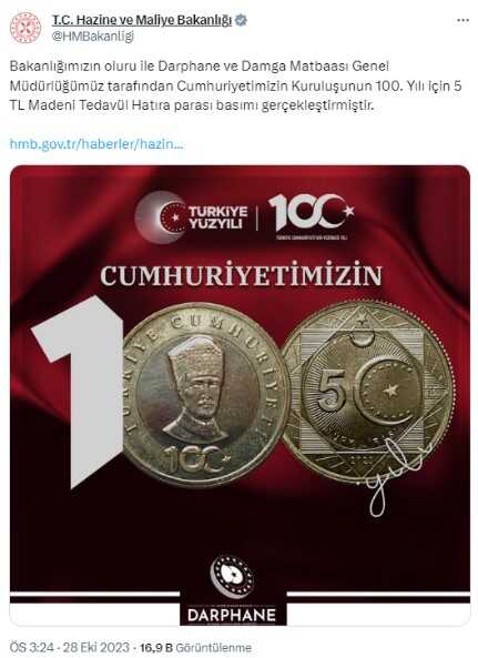 100. yıl hatıra parası nereden alınır? 100. yıl parası kaç TL eder?