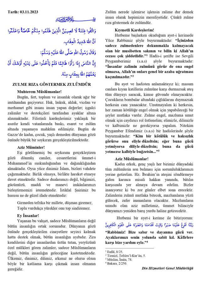3 Kasım Cuma Hutbesi yayınlandı! 3 Kasım Cuma Hutbesi tam metni! Diyanet 3 Kasım Cuma Hutbesi! 3 Kasım Cuma Hutbesi yayınlandı! 3 Kasım Cuma Hutbesi tam metni! Diyanet 3 Kasım Cuma Hutbesi!
