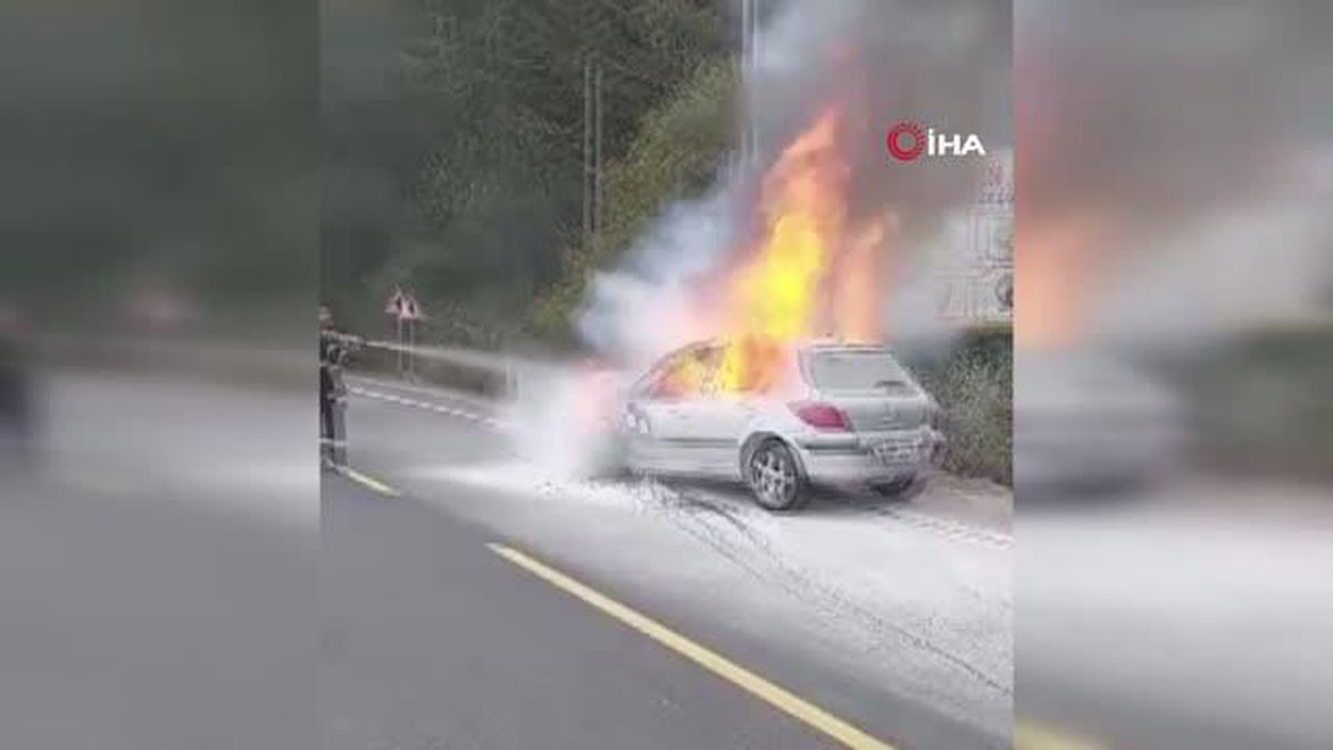 Bolu Dağı'nda Otomobil Yangını Söndürüldü