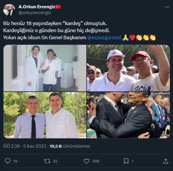 Burdur Belediye Başkanı Ercengiz, Özgür Özel'le öğrencilik yıllarındaki fotoğrafını paylaştı: Biz henüz 18 yaşındayken kardeş olmuştuk Burdur Belediye Başkanı Ercengiz, Özgür Özel'le öğrencilik yıllarındaki fotoğrafını paylaştı: Biz henüz 18 yaşındayken kardeş olmuştuk