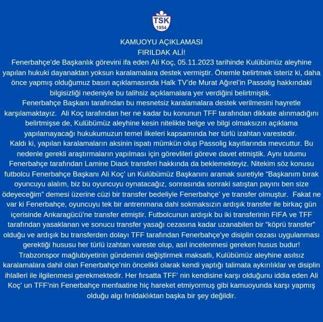 Tuzlaspor, 'Fırıldak Ali' başlığıyla Ali Koç'a Türk futbolunu şoke edecek bir suçlamada bulundu Tuzlaspor, 'Fırıldak Ali' başlığıyla Ali Koç'a Türk futbolunu şoke edecek bir suçlamada bulundu