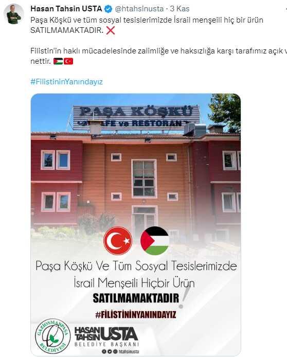 İstanbul ilçe belediyeleri İsrail ürünlerine boykot kampanyası başlattı