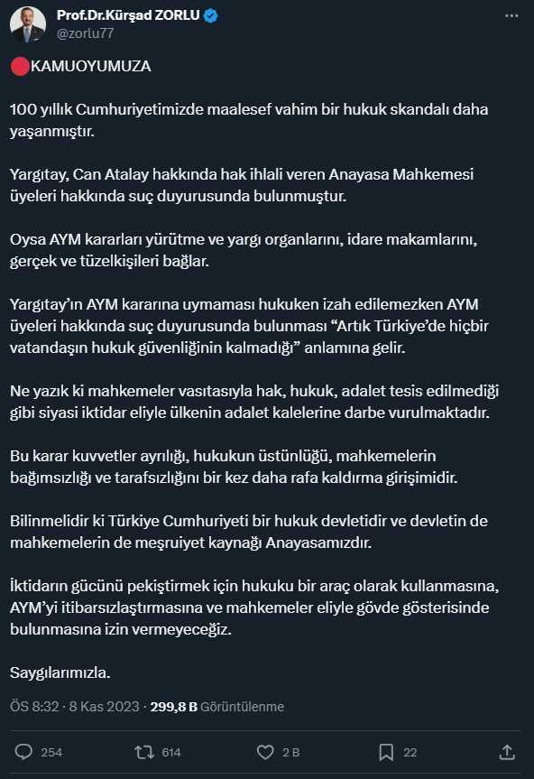 Yargıtay'ın Can Atalay ve AYM kararına siyasilerden peş peşe tepki geldi Yargıtay'ın Can Atalay ve AYM kararına siyasilerden peş peşe tepki geldi