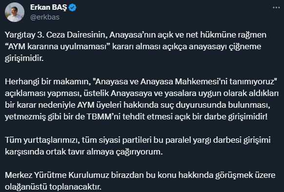 Yargıtay'ın Can Atalay ve AYM kararına siyasilerden peş peşe tepki geldi Yargıtay'ın Can Atalay ve AYM kararına siyasilerden peş peşe tepki geldi