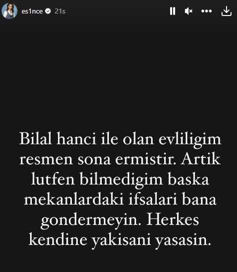 Eşinin ihanet görüntüsünü ifşa etmişti! Bilal Hancı ile Esin Çepni boşandı Eşinin ihanet görüntüsünü ifşa etmişti! Bilal Hancı ile Esin Çepni boşandı