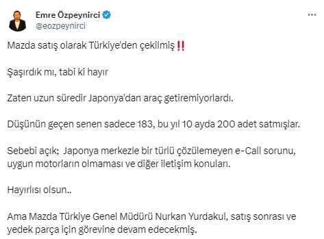 Otomotiv devi Mazda, Türkiye'den çekildi! Artış satış yapmayacaklar