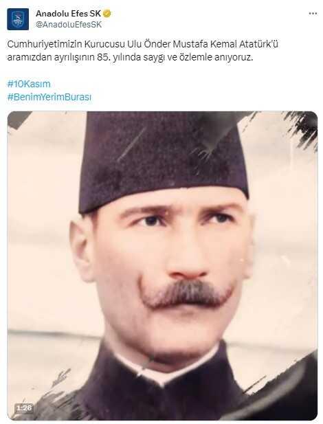 Spor dünyası Ulu Önder Mustafa Kemal Atatürk'ü andı Spor dünyası Ulu Önder Mustafa Kemal Atatürk'ü andı