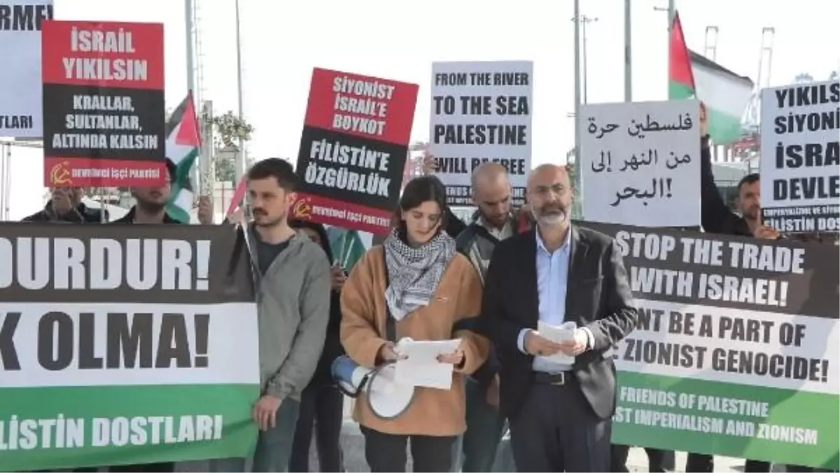 Emperyalizme ve Siyonizm'e Karşı Filistin Dostları Platformu İsrail'e Gemiyle Mal Gönderilmesini Protesto Etti
