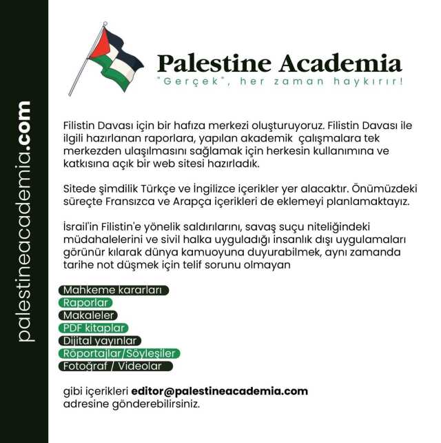 Filistin için hafıza merkez kuruluyor: Palestine Academia