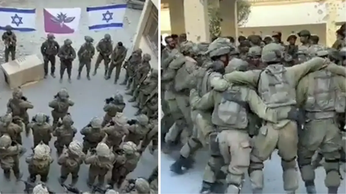 İsrail askerleri Gazze'de harabeye çevrilen okulda kutlama yaptı