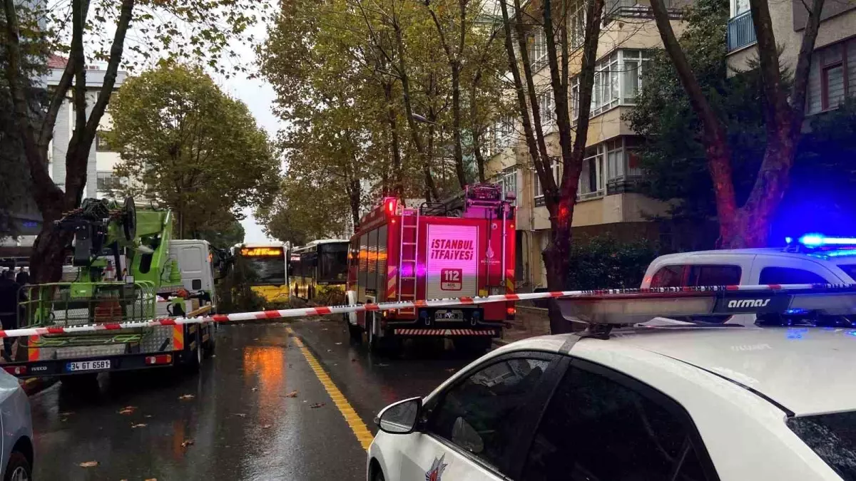 Maltepe'de Şiddetli Rüzgarın Etkisiyle Park Halindeki Otomobilin Üzerine Ağaç Devrildi