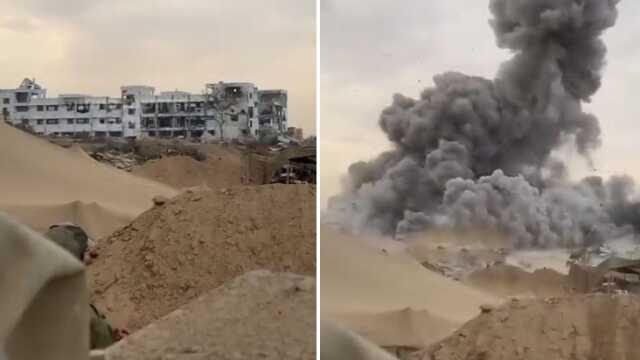 İşgalci İsrail ordusu, Gazze'deki parlamento binasını patlatarak yıktı İşgalci İsrail ordusu, Gazze'deki parlamento binasını patlatarak yıktı