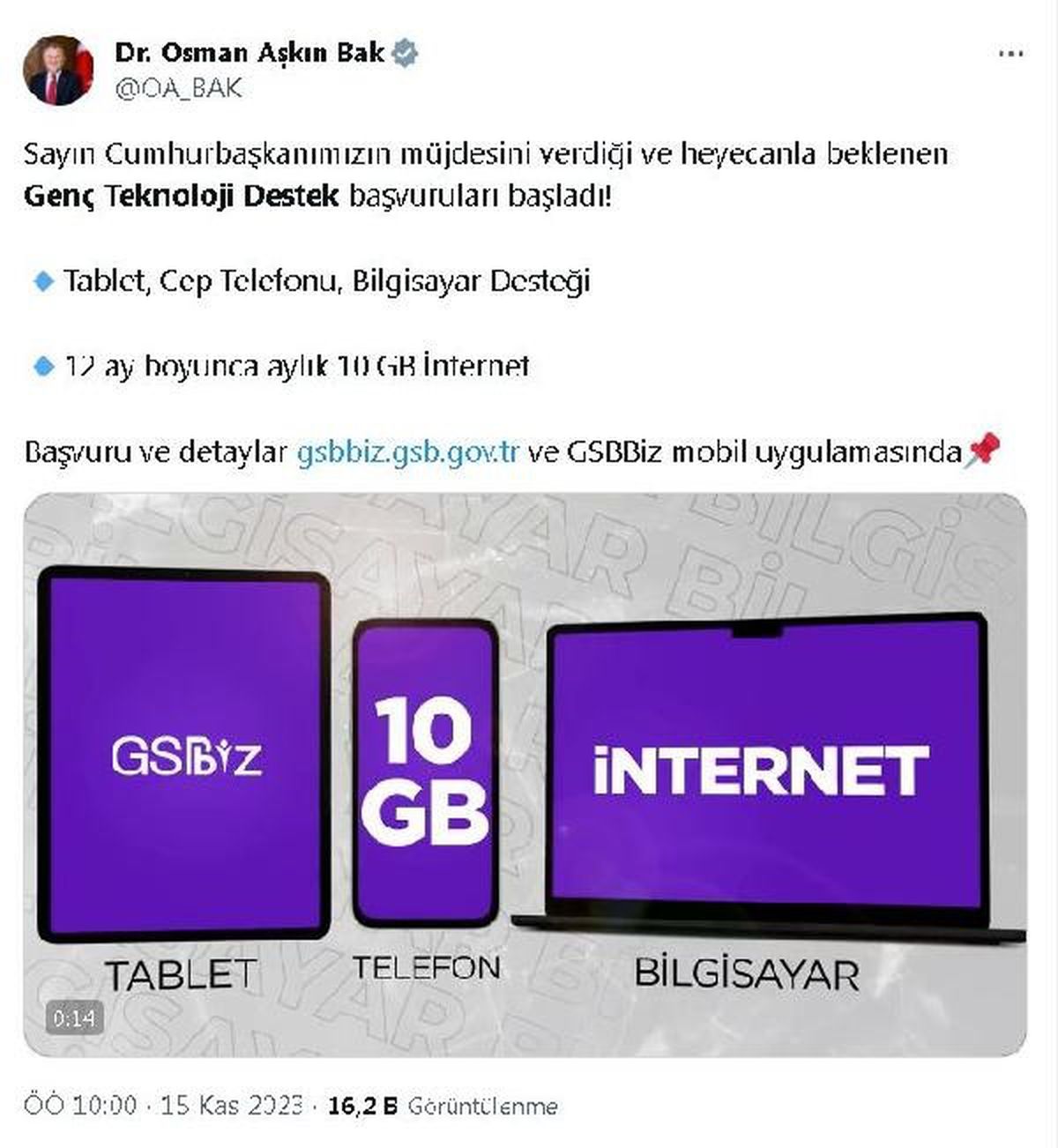 Üniversitelilere teknolojik cihaz ve internet desteği başvuruları başladı