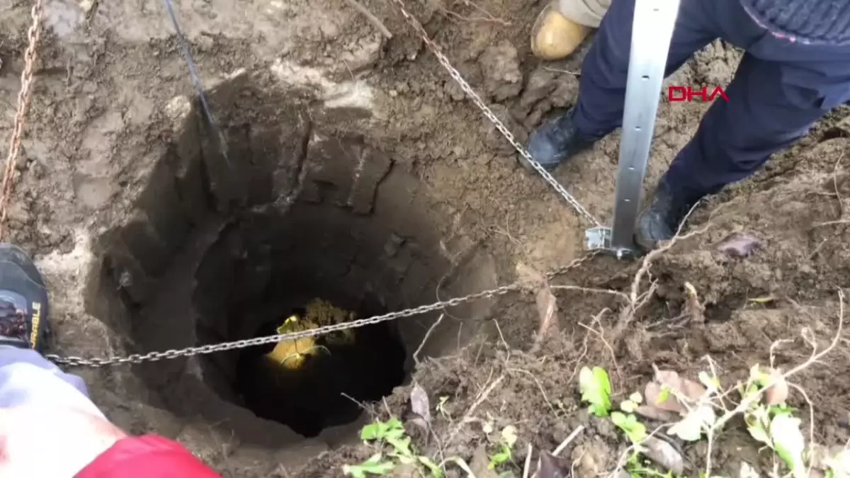 İnegöl'de mahsur kalan koyun itfaiye ekipleri tarafından kurtarıldı