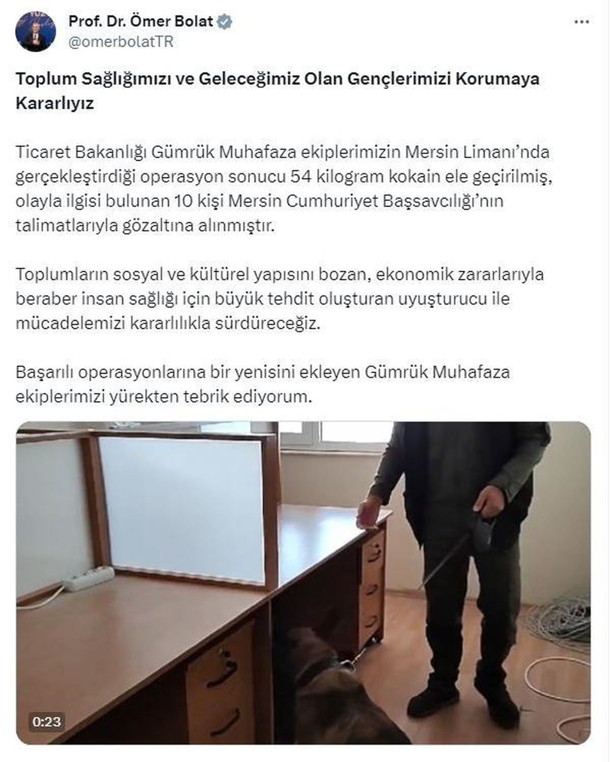 Mersin Limanı'nda 54 Kilo Kokain Ele Geçirildi
