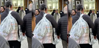 İstanbul'da bir vatandaş, çuval dolusu para taşırken böyle görüntülendi
