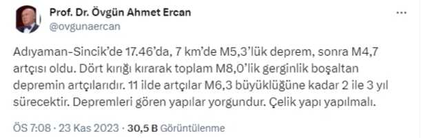 Artçı depremler ne kadar sürecek? Deprem uzmanı Prof. Dr. Ahmet Ercan açıkladı