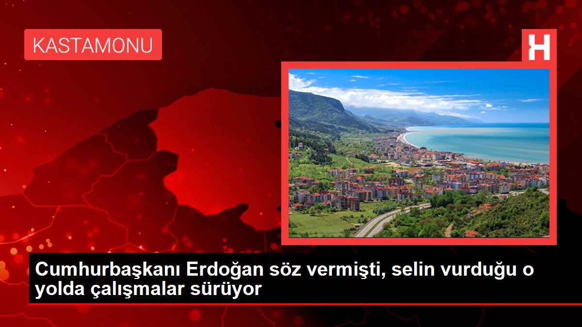 Cumhurbaşkanı Erdoğan söz vermişti, selin vurduğu o yolda çalışmalar sürüyor