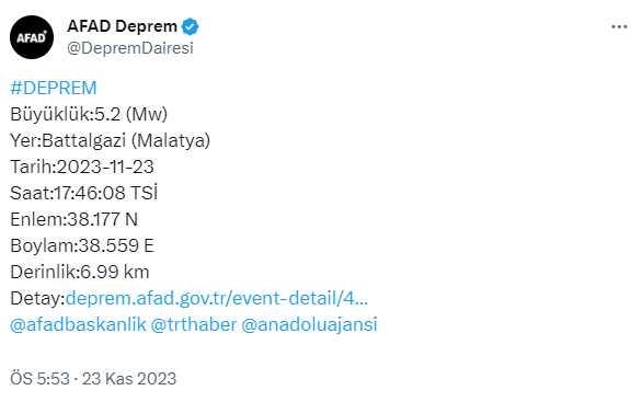 Malatya'da 5.2 şiddetinde deprem! Sarsıntı çevre illerden de hissedildi