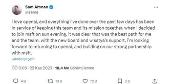 OpenAI CEO'su Sam Altman görevine geri döndü