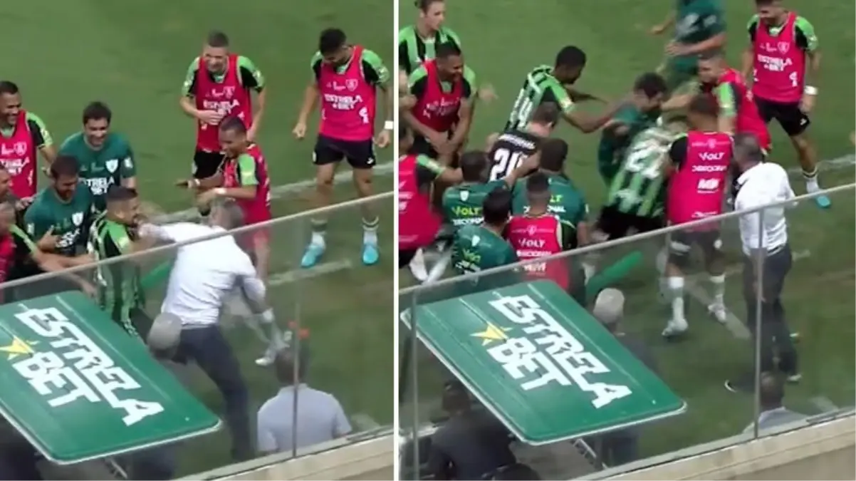 Futbol dünyasında görülmemiş olay! Attığı gol sonrası teknik direktöre yumruk atan futbolcuya tekme tokat daldılar