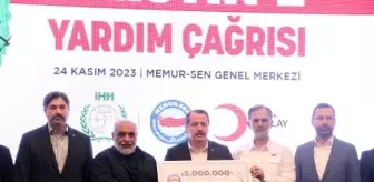 Memur-Sen, Filistinli sivillere yardım için 5 milyon TL bağışladı