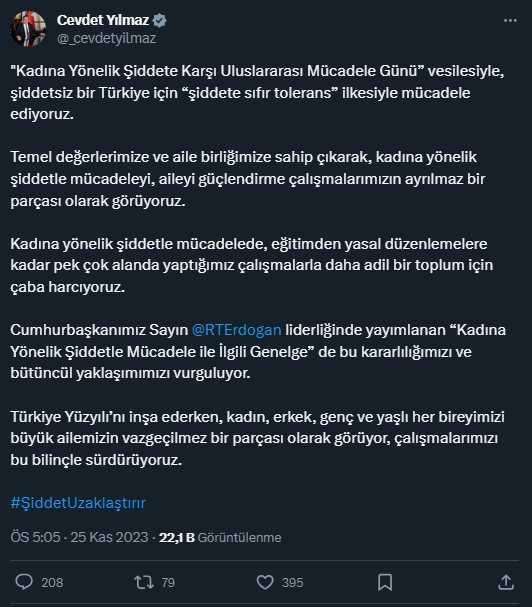 Cumhurbaşkanı Yardımcısı Yılmaz'dan 'Kadına Yönelik Şiddete Karşı Uluslararası Mücadele Günü' mesajı: Daha adil bir toplum için çaba harcıyoruz Cumhurbaşkanı Yardımcısı Yılmaz'dan 'Kadına Yönelik Şiddete Karşı Uluslararası Mücadele Günü' mesajı: Daha adil bir toplum için çaba harcıyoruz
