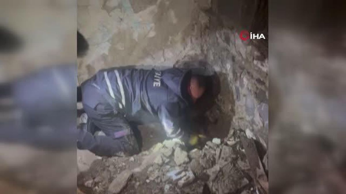 Kars'ta Ölmek Üzere Olan Yavru Köpek İtfaiye Ekiplerince Kurtarıldı