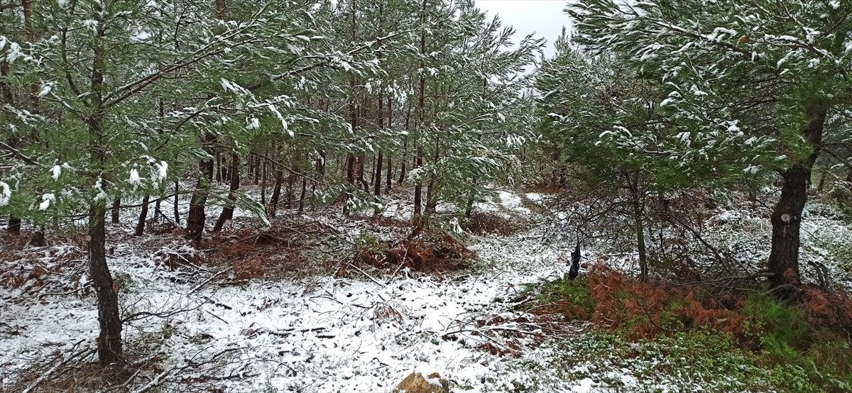 Çanakkale'nin yüksek kesimlerinde aralıklı kar yağışı