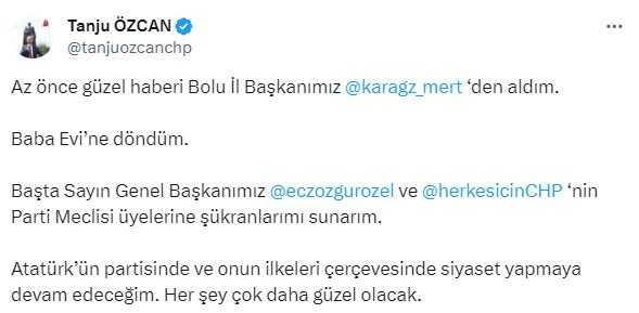 CHP'den ihraç edilen Bolu Belediye Başkanı Tanju Özcan CHP'ye geri döndü CHP'den ihraç edilen Bolu Belediye Başkanı Tanju Özcan CHP'ye geri döndü