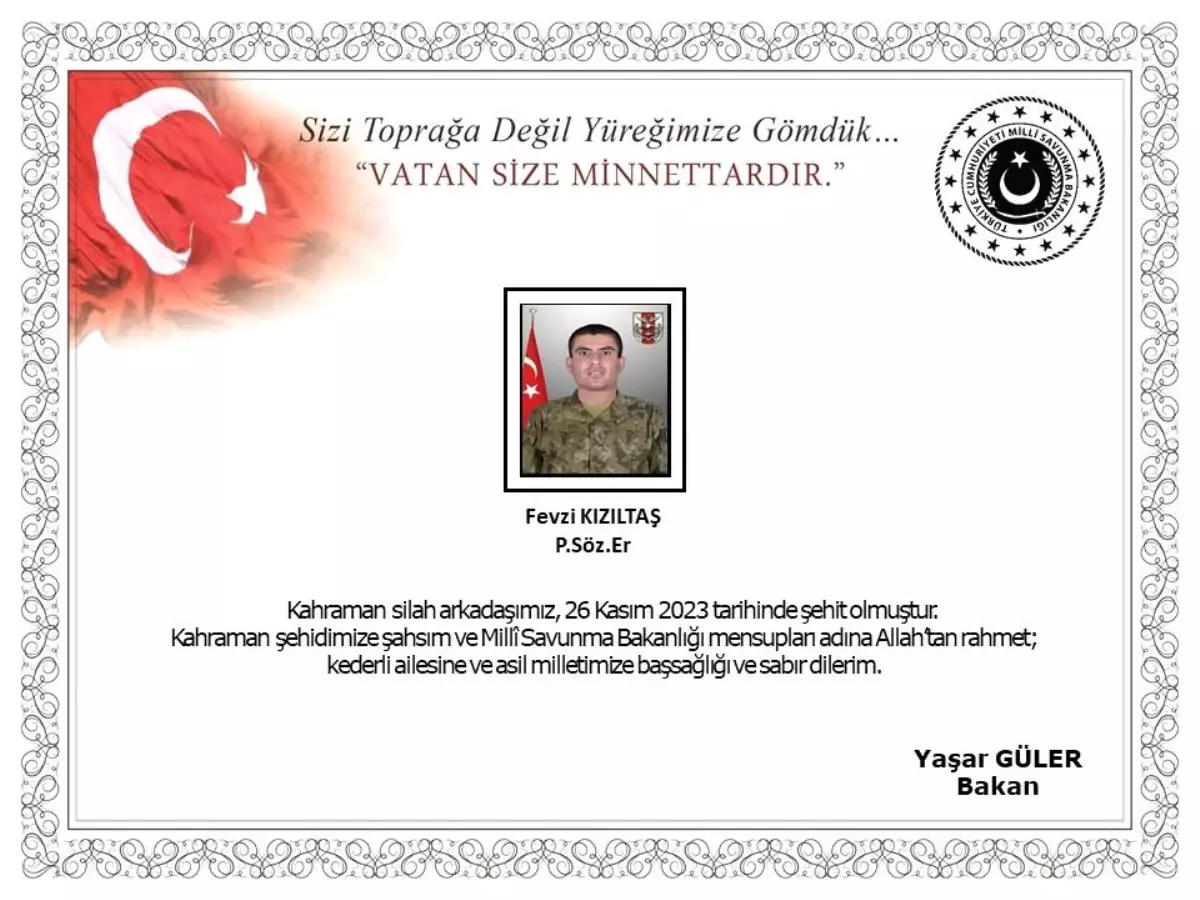 MSB: Pençe-Kilit Operasyon bölgesinde 3 asker şehit oldu, 1 asker yaralandı (3)