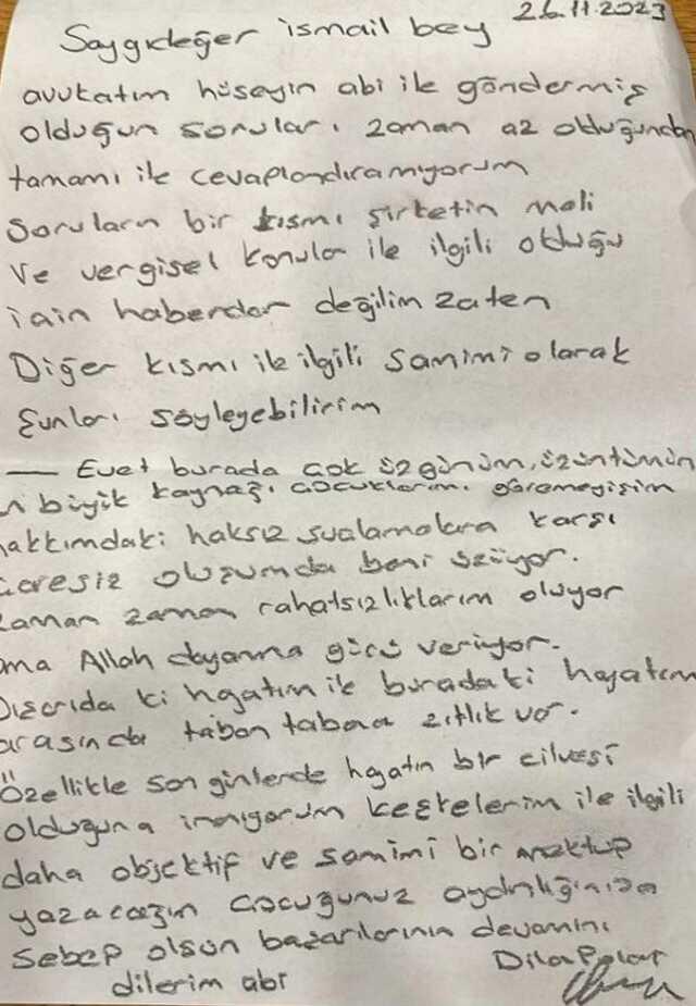 Cezaevindeki Dilan Polat mektup gönderdi: Suçlamalar karşısında çaresizim, çok üzgünüm Cezaevindeki Dilan Polat mektup gönderdi: Suçlamalar karşısında çaresizim, çok üzgünüm