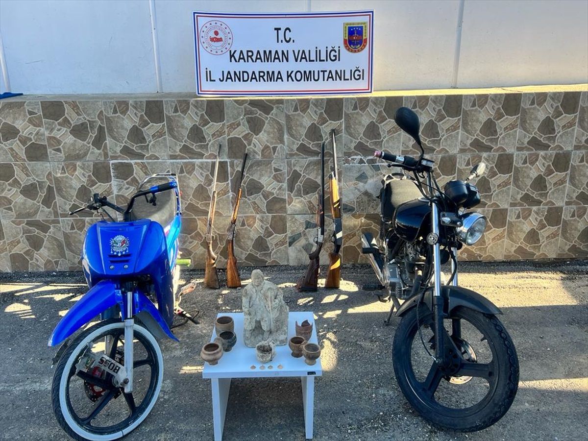 Karaman'da Çalıntı Motosiklet Operasyonu: 9 Motosiklet ve Tarihi Eserler Ele Geçirildi