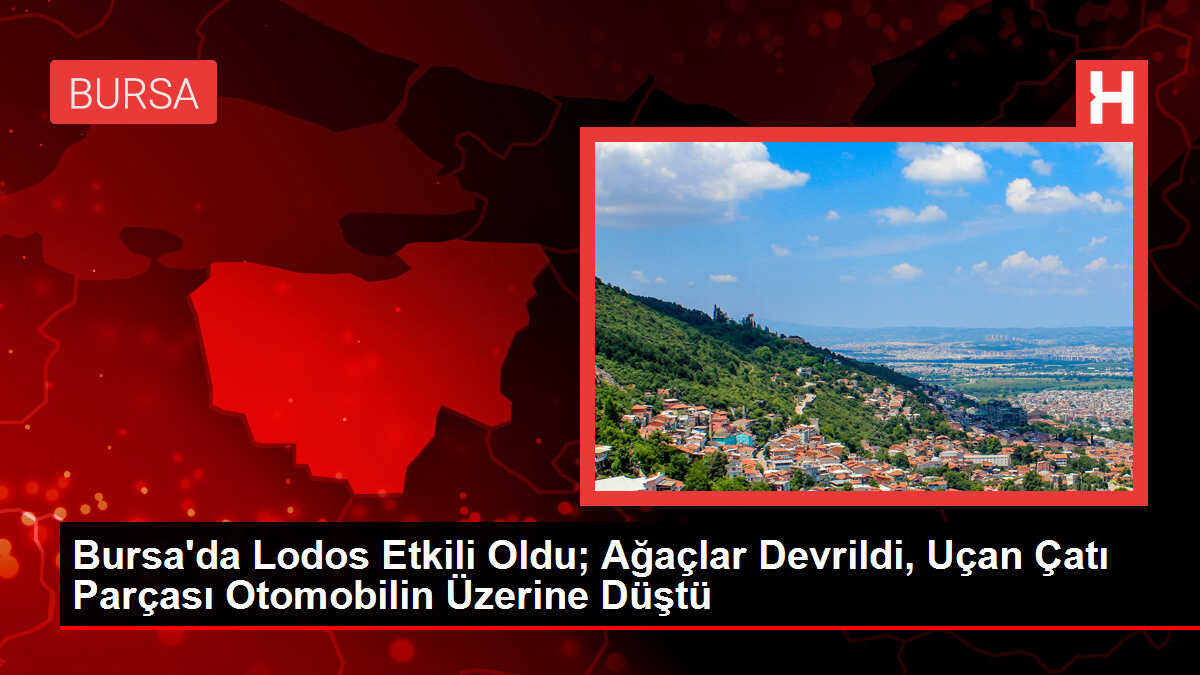Bursa'da Lodos Etkili Oldu; Ağaçlar Devrildi, Uçan Çatı Parçası Otomobilin Üzerine Düştü
