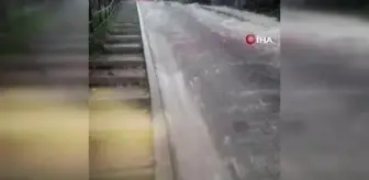 Silivri'de sağanak yağış sonrası göle dönen sokaklar havadan görüntülendi