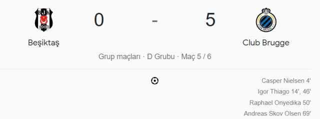 Beşiktaş - Club Brugge maçı kaç kaç, bitti mi? MAÇ SONUCU! Beşiktaş - Club Brugge maçı kaç kaç, canlı maç skoru! Canlı maç anlatımı!