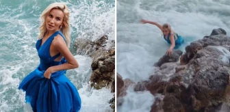 Fotoğraf çekimi sırasında dalgalara kapılan model kayalıklara çarparak yaralandı