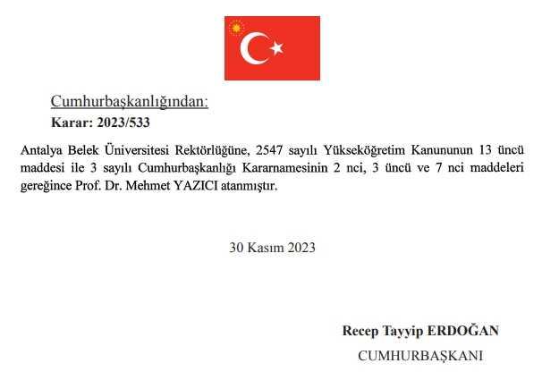 Rektör Mehmet Yazıcı kimdir? Antalya Belek Üniversitesi'nin yeni rektörü kim oldu?