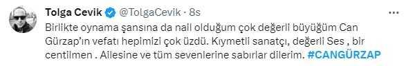 Oyuncu Can Gürzap'ın ölümü sanat dünyasını yasa boğdu Oyuncu Can Gürzap'ın ölümü sanat dünyasını yasa boğdu