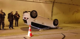 Dolmabahçe-Bomonti Tünelinde Kaza: Otomobil Devrildi, Sürücü Yaralandı