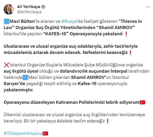 Interpol'ün mavi bültenle aradığı suç örgütü yöneticisi Shamil Amirov, İstanbul'da yakalandı Interpol'ün mavi bültenle aradığı suç örgütü yöneticisi Shamil Amirov, İstanbul'da yakalandı