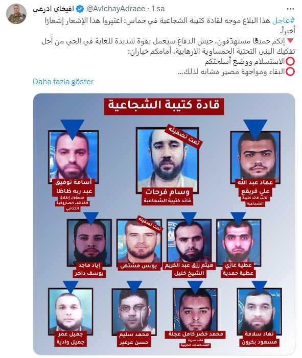 İsrail ordusu Hamas komutanlarını paylaştığı fotoğrafla uyardı: Bu size son bir ikazımız İsrail ordusu Hamas komutanlarını paylaştığı fotoğrafla uyardı: Bu size son bir ikazımız