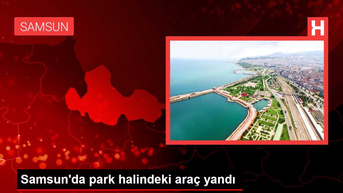 Samsun'da park halindeki araç yandı