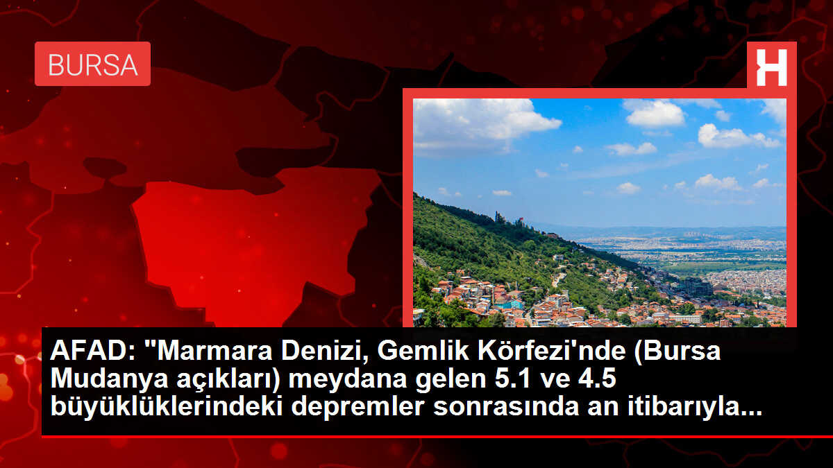 Afad: Gemlik Körfezi'nde Depremler Sonrasında Olumsuz Bir Durum Bulunmamaktadır. Saha Tarama Çalışmaları Devam Etmektedir