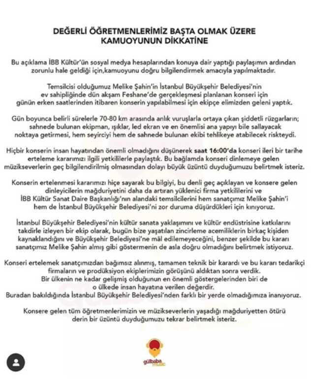 Melike Şahin ne dedi? İBB'ye iptal edilen konser hakkında ne söyledi?