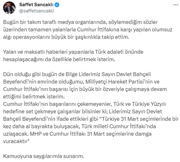 'Bize belediye vermezlerse seçim çalışmalarına katılmam' diyen MHP'li Saffet Sancaklı'nın partiden istifası istendi