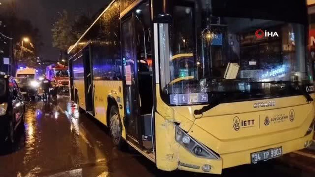 Pendik'te İETT otobüsü otomobile çarptı, 1 kişi yaralandı