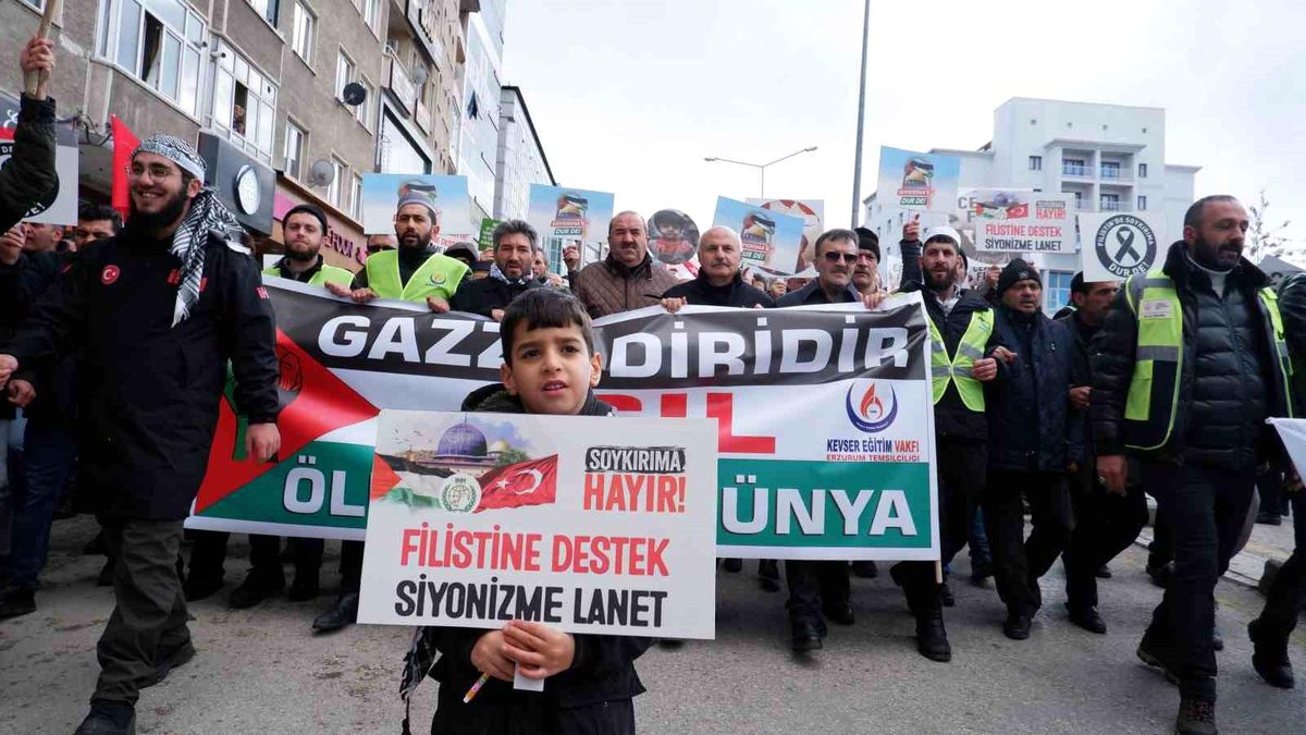 Erzurum'da yürekler Gazze için bir oldu